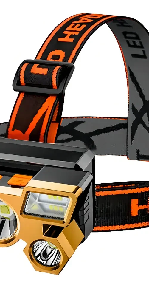 Linterna Minera 5 Led Vincha Elastica Batería Recargable Usb Linterna Negro Luz Blanco