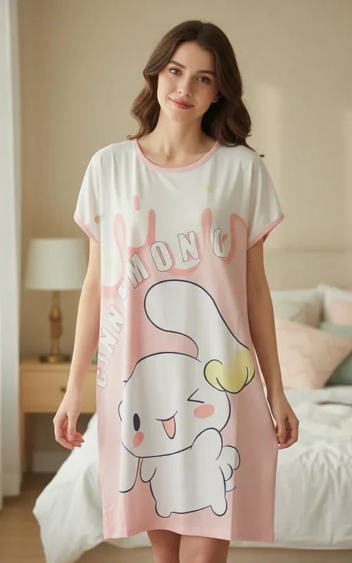 Camisón Pijama Manga Corta Cinnamoroll Color  Rosado Talla única S a L