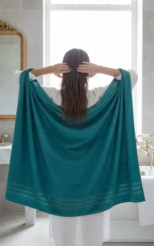 Toalla De Baño Medida 140x70cm Color Turquesa