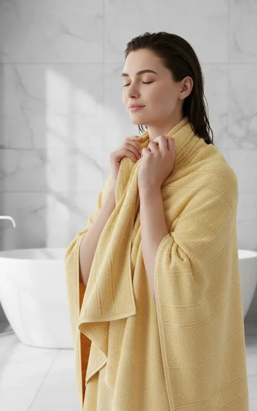 Toalla De Baño Medida 140x70cm Color Beige