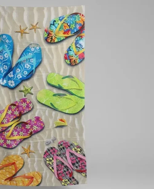 Toalla De Playa Estampada Chanclas  Medida 140 x 70