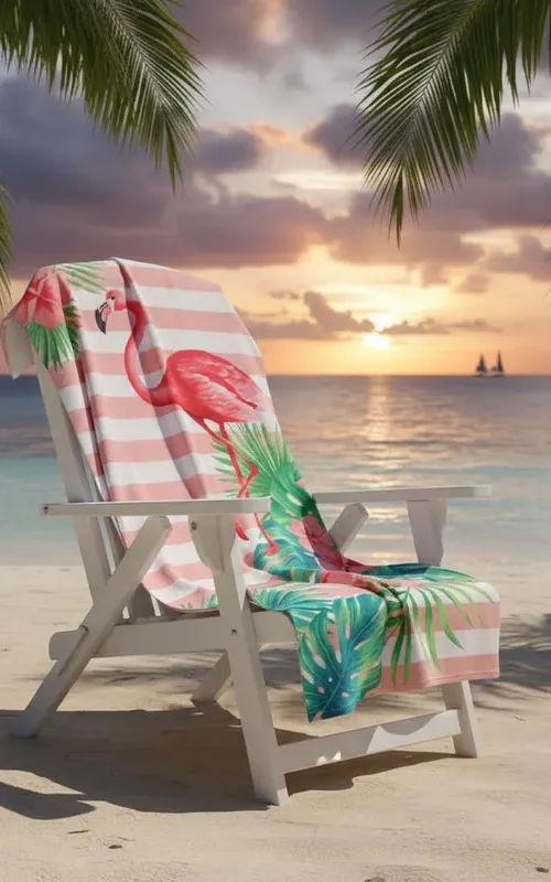 Toalla Con Estampado Flamenco Rosado