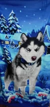 Toalla De Playa Estampada Husky Siberiano Medida 140 x 70