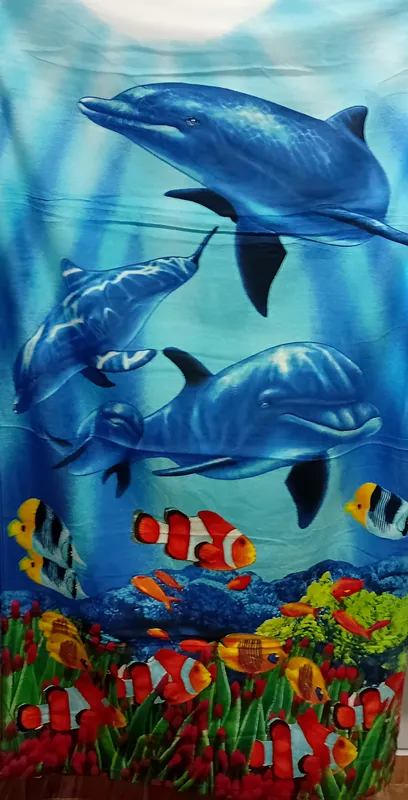 Toalla De Playa Estampada Delfines Medida 140 x 70