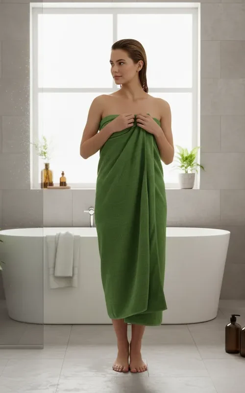 Toalla De Baño Medida 140x70cm Color Verde