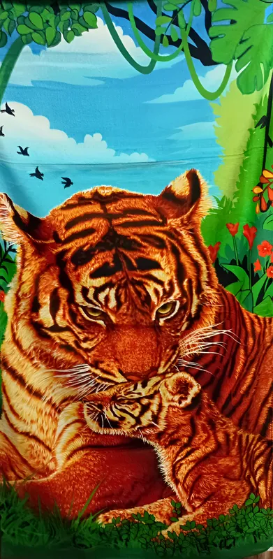 Toalla De Playa Estampada Tigre Medida 140 x 70