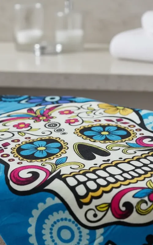 Toalla De Playa Estampada Calavera de Azúcar Medida 140 x 70