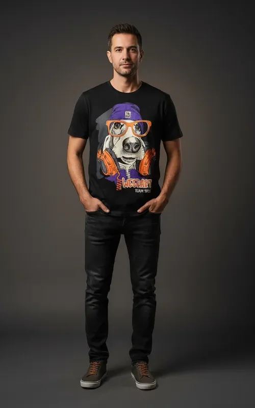 Polera Estampada Perra Basset Houndde