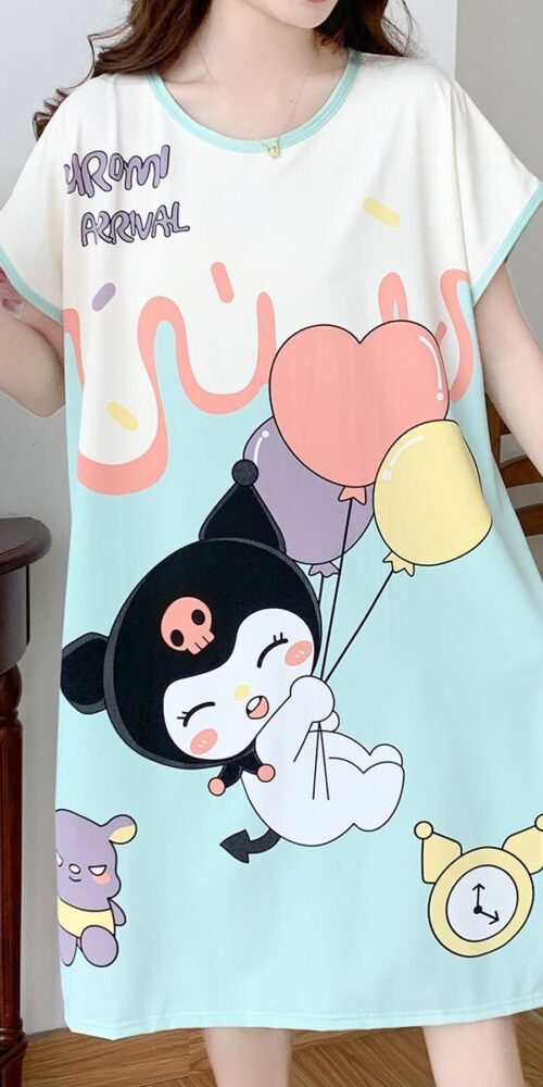 Camisón Pijama Manga Corta  Kuromi Color Verde Menta Talla única S a L