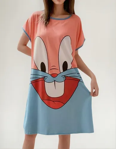 Camisón Pijama de Manga Corta Rosa Vibrante Talla única S a L